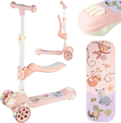 Kinderroller mit Sitz und Windrädchen, rosa