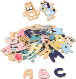 Bluey Holz-Magnetalphabet und Bilder für Kinder