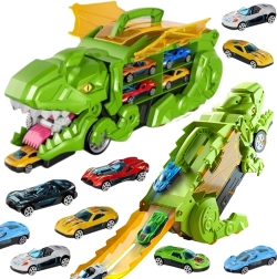 Woopie Dinosaurier-Lastwagen mit Autos und Abschussrampe, 13-teiliges Set