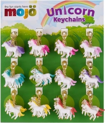 Display mit 72 Einhorn-Schlüsselanhängern