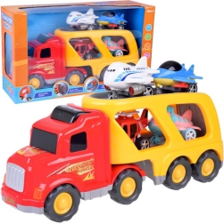 Großer Sattelschlepper – Autotransporter mit Flugzeugen und Hubschrauber mit Geräuschen