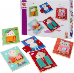 Holzlernspiel – Anziehtafeln mit Tieren EICHHORN