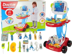 Ärztlicher Wagen mit Tisch und EKG, 17-teiliges Kinderset
