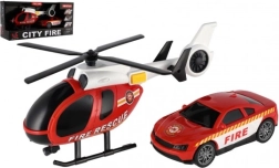 Feuerwehr-Rettungsset mit Hubschrauber und Auto