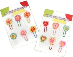 Holz-Büroklammern Herzen oder Blümchen, Set mit 6 Stk.