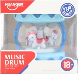 Blaues Baby-Kindertrommelchen mit Pferdchen, mit Licht und Sound – 1 Stück