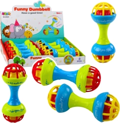 Rassel und Beißring für Babys in Hantel-Form, bunt