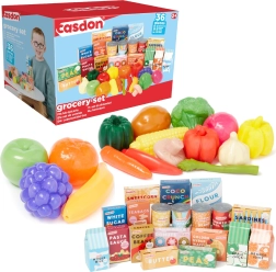 CASDON Lebensmittel-Set für Kinder – Plastikobst und -gemüse, 36 Teile
