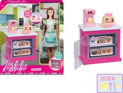 Puppen-Köchin 30 cm mit Küchenschrank und Zubehör