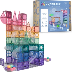 Pastellfarbenes Erweiterungsset CONNETIX Kugelbahn, magnetische Bausteine, 80 Teile