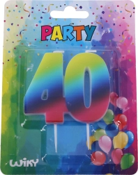 Geburtstagskerze Zahl 40, Regenbogenfarben