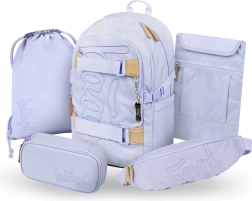 Baagl Set 5 Skate Lilac: Schulrucksack, Federmäppchen, Beutel, Hüfttasche und Laptop-Hülle