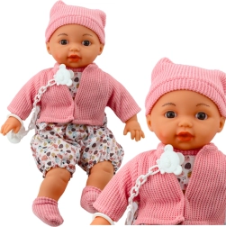 Puppe Baby mit Mütze und Dudlíkem an Kette Rosa 40cm