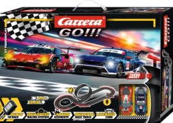 Carrera GO Autorennbahn GT Powerplay 4,9 m mit Looping und den Fahrzeugen Ford Mustang GT3 und Ferrari 296 GT3