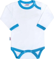 Babybody mit langen Ärmeln und blau-türkisfarbener Einfassung