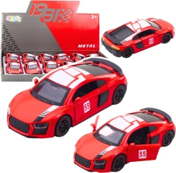 Metall-Sportwagenmodell 1:43 mit Pull-Back-Antrieb, öffnenden Türen und hellrot