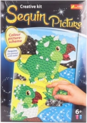 Bild mit glitzernden Pailletten Dinosaurier