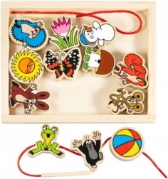 Detoa Fädelspiel MAULWURF – hölzernes Auffädel-Set