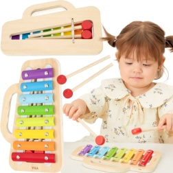 Kinder-Holzxylophon mit regenbogenfarbenen Tasten VIGA