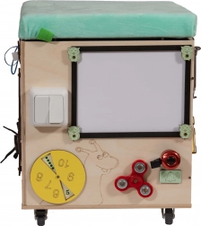 3-in-1 Montessori-Manipulationswürfel / Hocker mit Sitz und Rollen