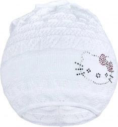 gestrickte Mütze–Tuch New Baby Kätzchen weiß 104 (3–4 Jahre)
