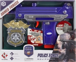 Leuchtende und tönende Kinderpistole mit Batterien