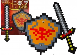 Schaumstoff-Rittersatz mit Pixel-Schwert und Schild