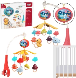 Baby-Mobile für das Kinderbett mit Projektor und Fernbedienung – Rot