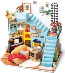 Rolife Miniatur-Häuschen Wohnzimmer – DIY-Bausatz mit LED-Beleuchtung