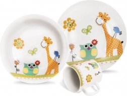 Kinder-Porzellan-Frühstücksset Giraffe, 3 Teile