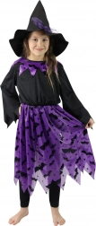 Kinderkostüm Hexe mit Hut und Fledermäusen