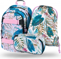 Set BAAGL Skate Leafs: Rucksack, Federmäppchen und Beutel