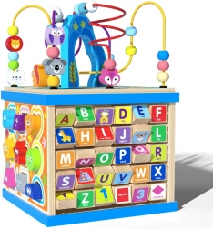Holz-Lernwürfel mit Sortierer, Alphabet und Mustern