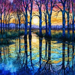Diamantmalerei Birken am See 30 × 40 cm