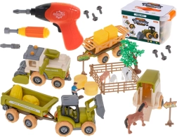 Kinder-Bauernhof – zerlegbarer Traktor, Mähdrescher und Tiere mit Akkuschrauber