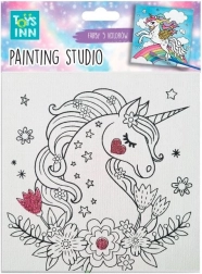 Malset Canvas Einhorn Blumen