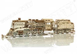 Holz-3D‑Puzzle WOODEN CITY Express mit Tender und Gleisen, 580 Teile