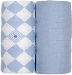 Lodger Swaddler aus Bio-Baumwolle 110 × 110 cm, Blue fogg – 2 Stück