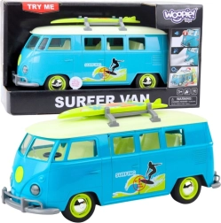 Klassischer Surf-Bus WOOPIE mit Beleuchtung und Sound – blau-weißes Modell