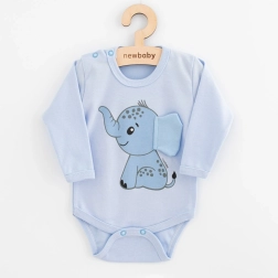 Baby-Body mit langen Ärmeln New Baby Happy Elephant blau 80