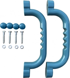 Türkisfarbene Kunststoffgriffe für Kinderspielplätze