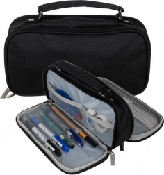 Ausklappbares zweikammeriges Federmäppchen Maaleo – Schwarz