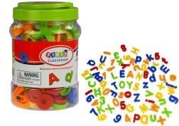 Magnetische Buchstaben und Zahlen in einer Dose mit 78 Elementen