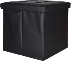 Faltbarer Sitzhocker mit Stauraum aus Kunstleder 38 × 38 × 36 cm, schwarz