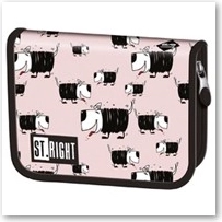 Schulmäppchen mit zwei Klappen, rosa, BAMBINO mit Hunden