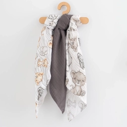 Baumwoll-Mulltücher mit Print NEW BABY 70 × 80 cm, 3 Stk.