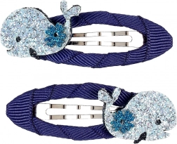 Haarspangen mit glitzerndem Wal - 2 Stk.