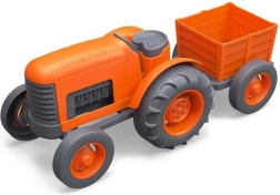 Oranger Traktor mit Anhänger von Green Toys