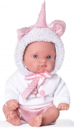 realistische Babypuppe Einhorn weiß 21 cm