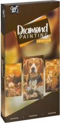 Diamantmalerei auf Rahmen Hund – Triptychon 40 × 20 cm + 30 × 20 cm